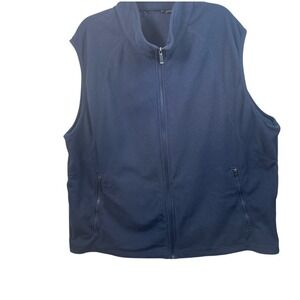 Navy Blue Fleece Vest Full Zip Sleeveless Jacket‎ Mens Casual Layering